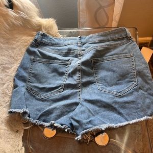 Distressed jean shorts